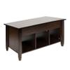 AICKSN Minimalist Wooden Lift Top Coffee Table W/Hidden Compartment and Storage Shelves Pop-Up Storage Cocktail Table (Brown) view 4