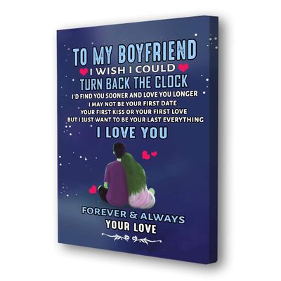 Stylish Gears I Wish I Could Turn Back The Clock, for Your Loved Ones, Wooden Frame Canvases with Beautiful Design, Gift for Boyfriend, Birthday, Valentine Day, Wall Art Home Dcor
