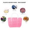 Cabilock Market Basket Woven Straw Basket African Straw Beach Bag Reusable Grocery Shopping Bag Tote Big Capacity Travel Tote Purse view 2