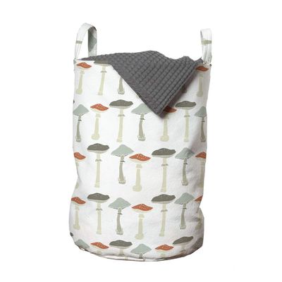 Ambesonne Mushroom Laundry Bag, Pattern Pale Colored Boletus Porcini Amanita Toadstools Retro Forest Food Print, Hamper Basket with Handles Drawstring Closure for Laundromats, 13" x 19", Multicolor