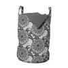 Ambesonne Turtle Laundry Bag, Monochrome Detailed Hand Drawn Oriental Motif Mandala Inspired Shells, Hamper Basket with Handles Drawstring Closure for Laundromats, 13" x 19", Blue Grey view 1