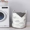Ambesonne Clouds Laundry Bag, Themed Pattern with Dreamy Sky with Dots and Stars, Hamper Basket with Handles Drawstring Closure for Laundromats, 13" x 19", Grey Coffee view 2