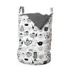 Ambesonne Tea Party Laundry Bag, Floral Patterned Cups with Different Designs Monochrome Timeless Kitchenware, Hamper Basket with Handles Drawstring Closure for Laundromats, 13" x 19", White Black view 1