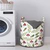 Ambesonne Mushroom Laundry Bag, Watercolor Pattern Green Leaves Forest Elements Botanical Woodland Theme, Hamper Basket with Handles Drawstring Closure for Laundromats, 13" x 19", Green Ruby view 2