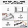 4-Pack Bamboo Drawer Dividers - 12.2 to 17.3 Inches Deep, 2.6 Inches High, Adjustable Expandable Drawer Organizer Dresser Separator for Clothes, Utensils, Kitchen, Bathroom, Office Storage, White view 3
