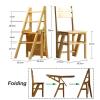 WYF-ZB Steps Folding Ladder and Chair Combination, Natural Solid Wood Safety Climb Step Stool Ladder Chairs Portable Stepladder Chairs for Home/Kitchen/Office/Library view 3