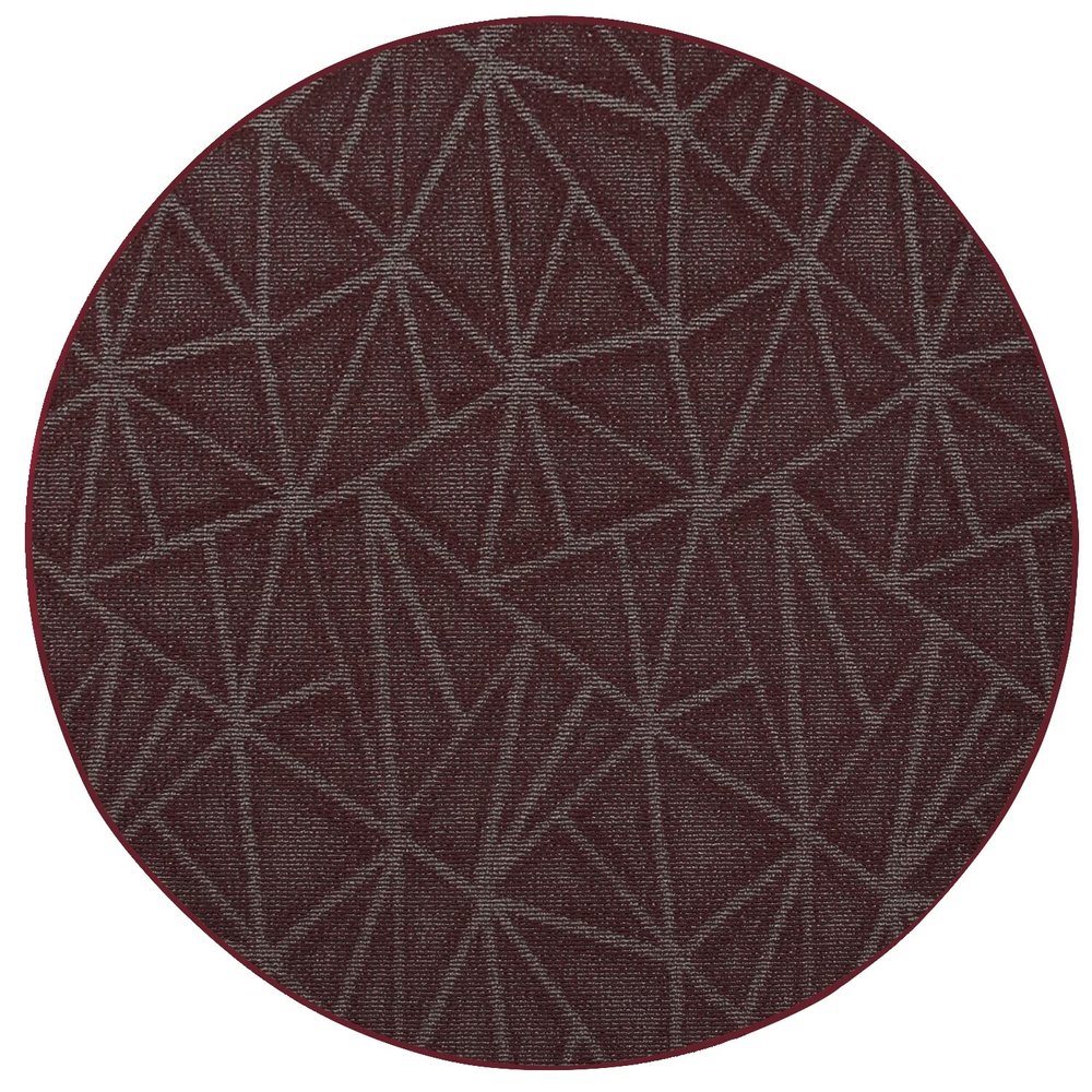 Furnish my Place Modern Indoor/Outdoor Commercial Burgundy Rug, Modern Area Rug, Doorway Mat, Round Rug, Commercial Rug for Living Room, Entryway, Kids, Made in USA - 6' Round