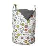 Ambesonne Spaceship Laundry Bag, Colorful Design of Cosmos with Orbiting Moons Doodle Style Rockets and Satellites, Hamper Basket with Handles Drawstring Closure for Laundromats, 13" x 19", Grey White view 1
