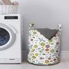 Ambesonne Spaceship Laundry Bag, Colorful Design of Cosmos with Orbiting Moons Doodle Style Rockets and Satellites, Hamper Basket with Handles Drawstring Closure for Laundromats, 13" x 19", Grey White view 2