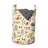 Ambesonne Cartoon Laundry Bag, Autumn Pattern Owl Fox Squirrel Birds Animal Leaves Print, Hamper Basket with Handles Drawstring Closure for Laundromats, 13" x 19", Cream Orange view 1