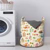 Ambesonne Cartoon Laundry Bag, Autumn Pattern Owl Fox Squirrel Birds Animal Leaves Print, Hamper Basket with Handles Drawstring Closure for Laundromats, 13" x 19", Cream Orange view 2
