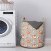 Ambesonne Fox Laundry Bag, Woodland Animal with Birds and Fir Trees Winter Season Flora and Fauna, Hamper Basket with Handles Drawstring Closure for Laundromats, 13" x 19", Orange Grey view 2