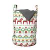 Ambesonne Folk Art Laundry Bag, Scandinavian Themed Pattern of Swedish Dala Horse and Flowers, Hamper Basket with Handles Drawstring Closure for Laundromats, 13" x 19", Green Vermilion view 1