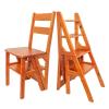 WYF-ZB Wooden Folding Step Ladder Chair Heavy Duty Stepladder and Dinner Chairs Combination, Foldable Step Stool Ladder Chairs for Home Kitchen Library,150kg Capacity view 1