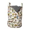 Ambesonne Colorful Laundry Bag, Pattern of Mushrooms with Different Designs in Cartoon Style Fungi Illustration, Hamper Basket with Handles Drawstring Closure for Laundromats, 13" x 19", Brown Beige view 1