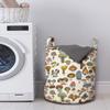 Ambesonne Colorful Laundry Bag, Pattern of Mushrooms with Different Designs in Cartoon Style Fungi Illustration, Hamper Basket with Handles Drawstring Closure for Laundromats, 13" x 19", Brown Beige view 2