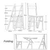 4 Steps Folding Ladder and Chair Combination, Wood Foldable Ladder Chair Fold Up Library Steps Ladder Chair Kitchen Office Use, White view 2