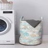 Ambesonne Nautical Laundry Bag, Pastel Toned Sea Shell Starfish Mollusk Seahorse Coral Reef Motif Design, Hamper Basket with Handles Drawstring Closure for Laundromats, 13" x 19", Tan Turquoise view 2