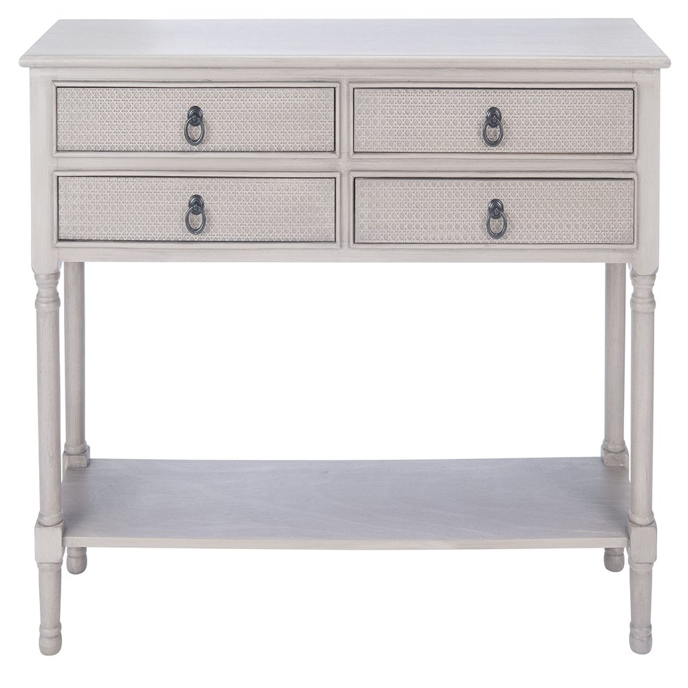 Safavieh Home Collection Haines Greige 4-Drawer Bottom Shelf Console Table