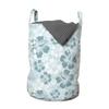 Ambesonne Hawaii Laundry Bag, Flower Silhouettes Spring Season Faded Floral Arrangement Blooming Nature, Hamper Basket with Handles Drawstring Closure for Laundromats, 13" x 19", Turquoise Blue view 1