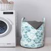 Ambesonne Hawaii Laundry Bag, Flower Silhouettes Spring Season Faded Floral Arrangement Blooming Nature, Hamper Basket with Handles Drawstring Closure for Laundromats, 13" x 19", Turquoise Blue view 2