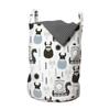 Ambesonne Scandinavian Laundry Bag, Viking Longboat Design Cartoon Style Character Illustration, Hamper Basket with Handles Drawstring Closure for Laundromats, 13" x 19", Black Pale Blue Grey view 1