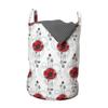 Ambesonne Tattoo Laundry Bag, Red Poppy Flowers with Geometric Details Arrows and Circles Watercolor Boho Fashion, Hamper Basket with Handles Drawstring Closure for Laundromats, 13" x 19", Red Teal view 1