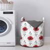Ambesonne Tattoo Laundry Bag, Red Poppy Flowers with Geometric Details Arrows and Circles Watercolor Boho Fashion, Hamper Basket with Handles Drawstring Closure for Laundromats, 13" x 19", Red Teal view 2
