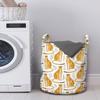 Ambesonne Leopard Laundry Bag, Cheetahs from the Cat Family Savannah Animal, Hamper Basket with Handles Drawstring Closure for Laundromats, 13" x 19", White Orange view 2