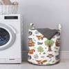 Ambesonne Forest Laundry Bag, Doodle Woodland Creatures as Honey Bear Rabbit Fox and Raccoon in Nature Habitat, Hamper Basket with Handles Drawstring Closure for Laundromats, 13" x 19", Brown Green view 2
