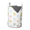 Ambesonne Adventure Cartoon Laundry Bag, Minimalist Hot Air Balloons Repeating Pattern, Hamper Basket with Handles Drawstring Closure for Laundromats, 13" x 19", Orange Pink view 1