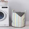 Ambesonne Pastel Laundry Bag, Vertically Striped Pattern Different Colored Straight Lines Classical Old Fashioned, Hamper Basket with Handles Drawstring Closure for Laundromats, 13" x 19", Yellow view 2