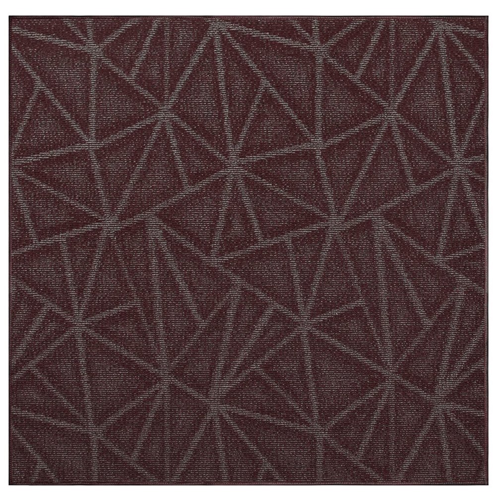 Furnish my Place Modern Indoor/Outdoor Commercial Burgundy Rug, Modern Area Rug, Home Decor Mat, Commercial Rug for Living Room, Bedroom, Event, Made in USA - 6' x 6' Square