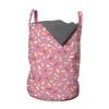 Ambesonne Pink and White Laundry Bag, Abstract Pattern of Colorful Donut Sprinkles Tasty Food Bakery Theme, Hamper Basket with Handles Drawstring Closure for Laundromats, 13" x 19", Pink Yellow view 1