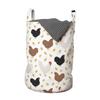 Ambesonne Hen and Chicks Laundry Bag, Farm Themed Continuous Pattern with Cartoon Domestic Birds and, Hamper Basket with Handles Drawstring Closure for Laundromats, 13" x 19", Black Brown view 1