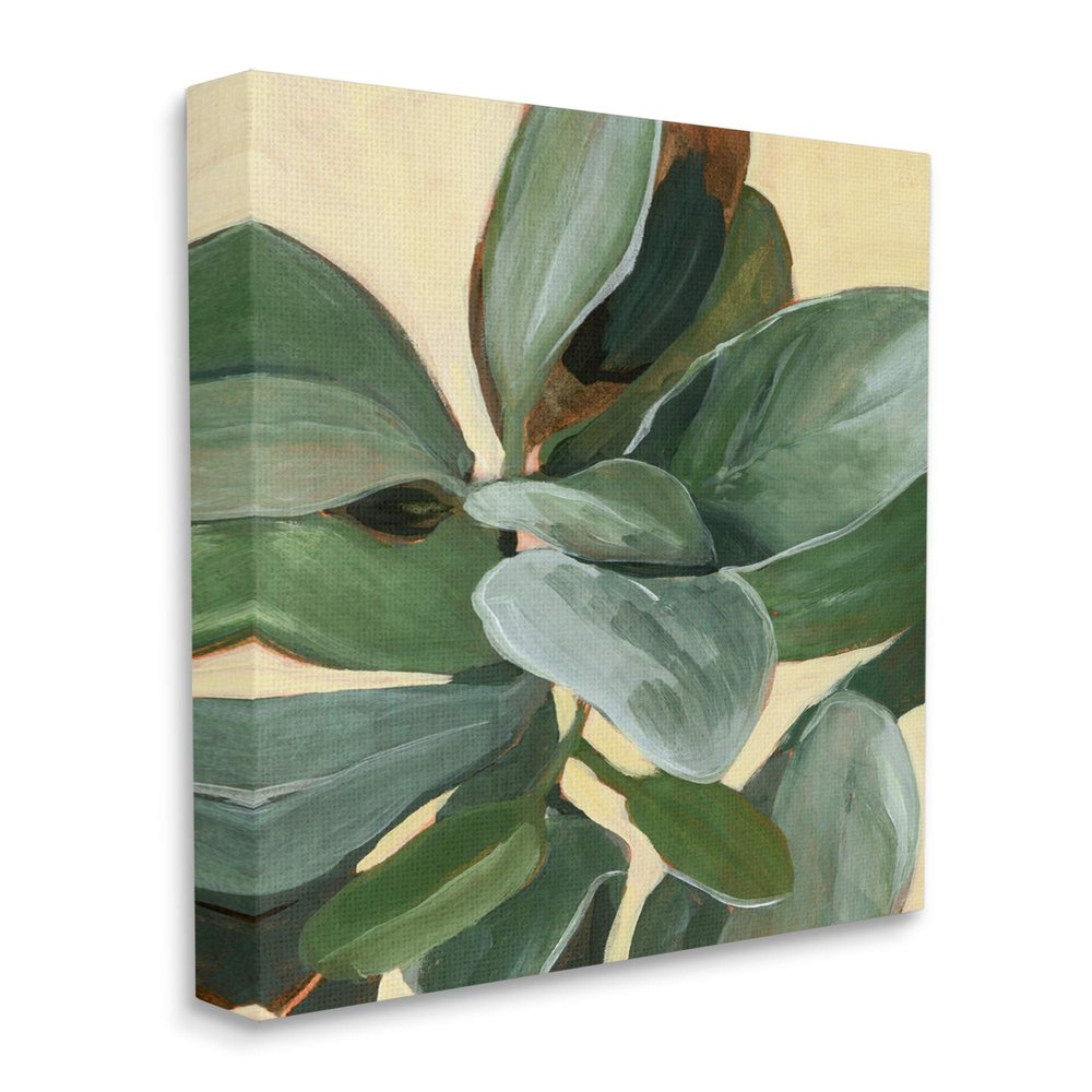 Stupell Industries Potted Plant Study Full Green Leaves, Design by Annie Warren Canvas Wall Art, 16 x 20