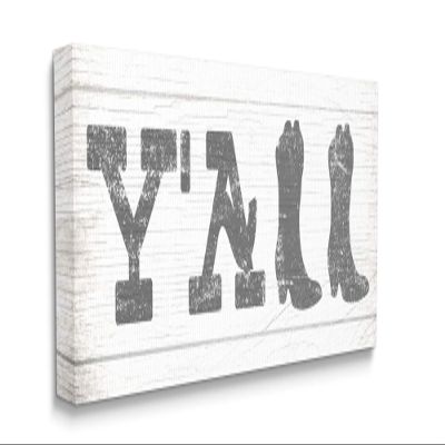 Stupell Industries Y'all Phrase Rural Cowboy Boot Typography