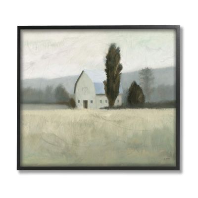 Stupell Industries Farmside Landscape White Barn Green Meadow