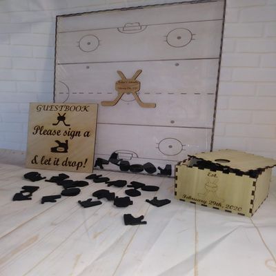Wedding Guest Book Alternative Wedding Frame Hockey Theme