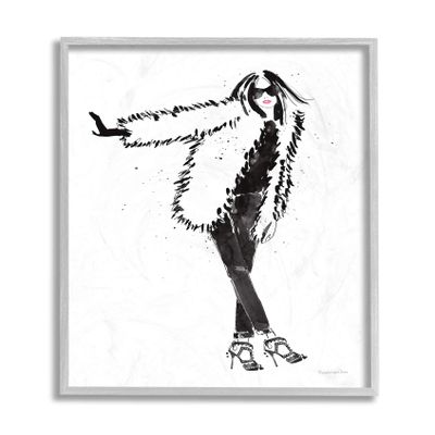 Stupell Industries Luxurious Fashionista Sassy Glam Pose Fur Coat