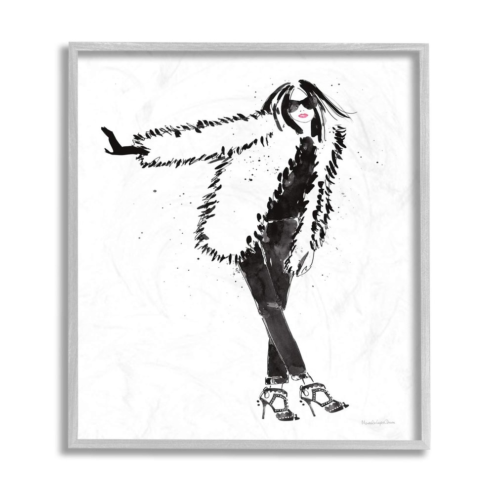 Stupell Industries Luxurious Fashionista Sassy Glam Pose Fur Coat