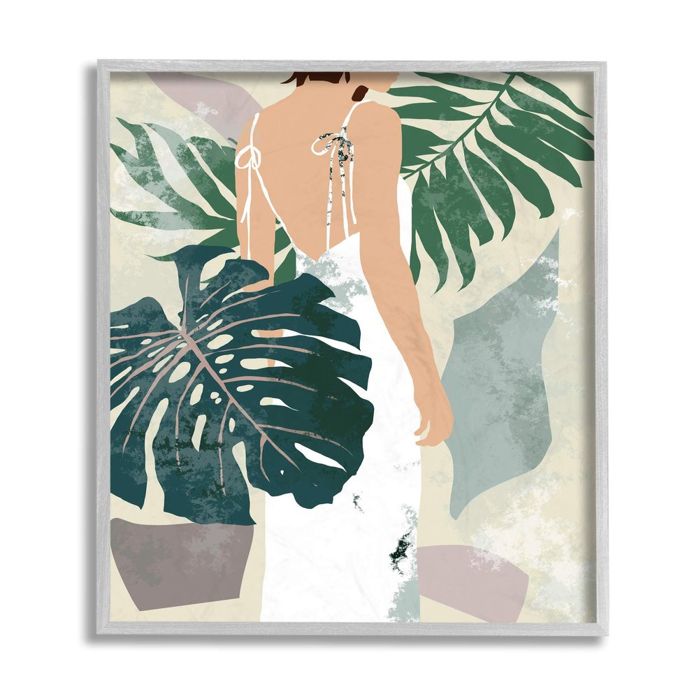 Stupell Industries Woman Between Shaded Palms Tropical Plants