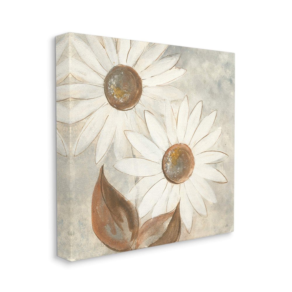 Stupell Industries White Neutral Daisy Florals Vintage Charm