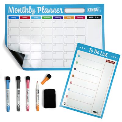 Kenco Fridge Calendar, Magnetic Dry Erase Whiteboard Planners for Refrigerators - Board Made in The USA (Monthly Calendar + to Do List and Markers)