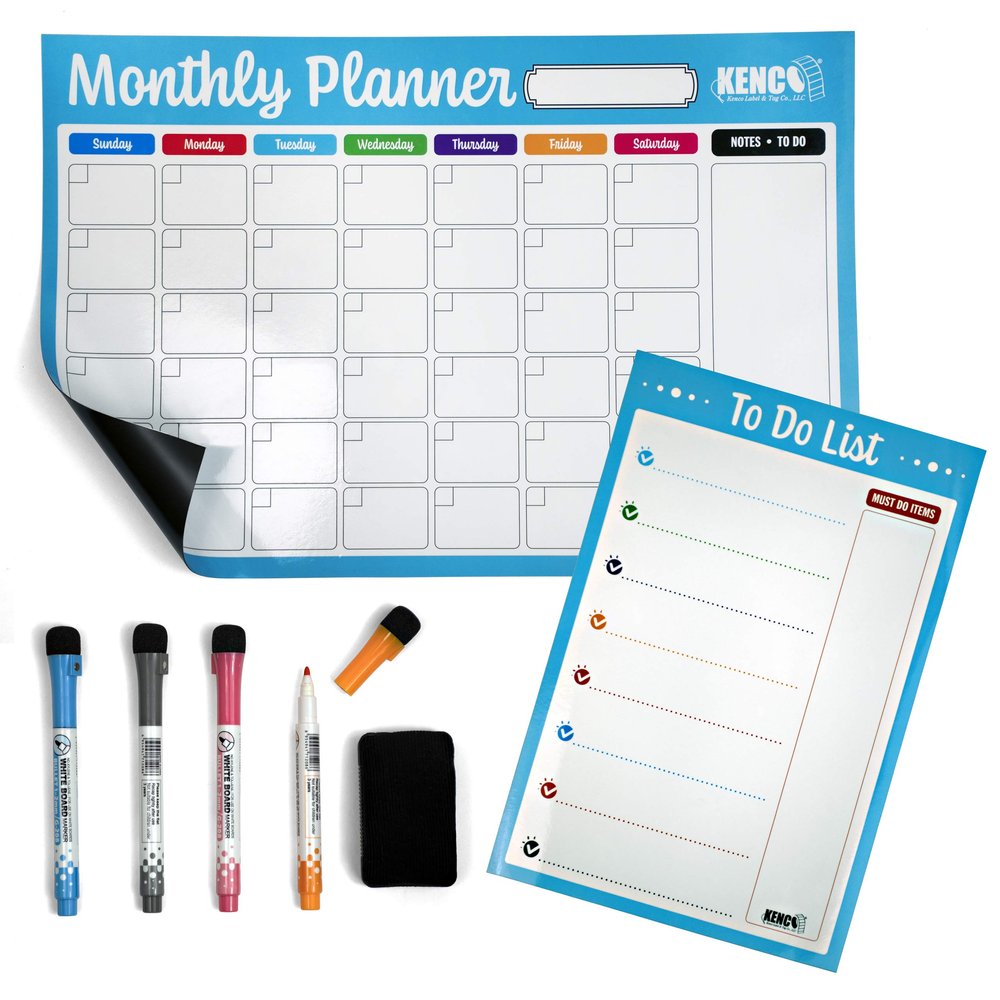Kenco Fridge Calendar, Magnetic Dry Erase Whiteboard Planners for Refrigerators - Board Made in The USA (Monthly Calendar + to Do List and Markers)