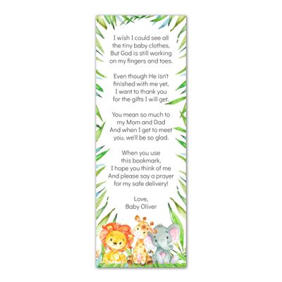 30 bookmarks jungle safari animals baby shower favors personalized