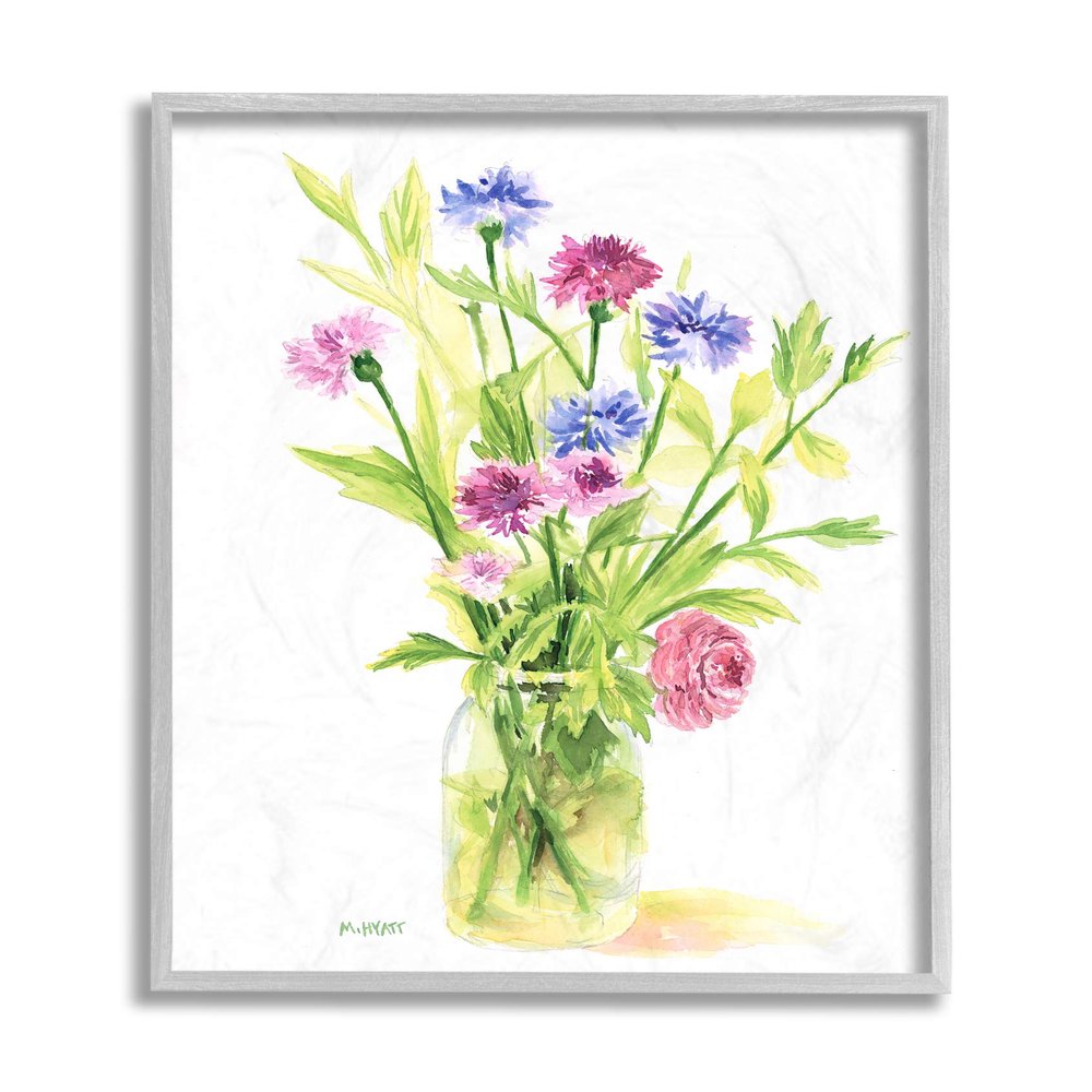 Stupell Industries Bouquet of Wildflowers Soft Green Purple Blue Watercolor