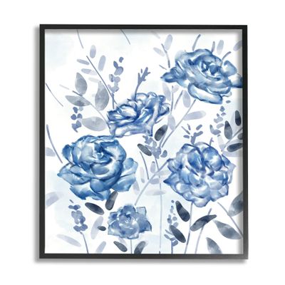 Stupell Industries Blue Rose Garden Abstract Toile Florals