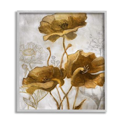 Stupell Industries Silver and Gold Poppies Abstract Flower Field