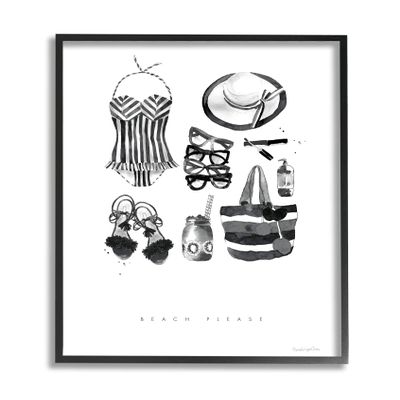 Stupell Industries Beach Please Phrase Black White Female Fashion